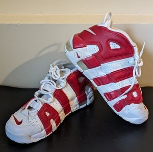 Nike Air More Uptempo  White Red Youth 5.5 Women's 8-8.5 Basketball Snea…